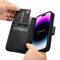 iPhone 14 Pro Max | Étui Portefeuille iCARER Cuir Véritable
