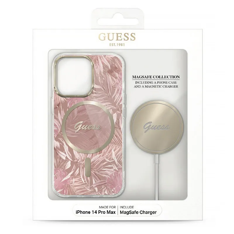 iPhone 14 Pro Max | Coffret GUESS Coque Jungle + Chargeur MagSafe