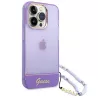 iPhone 14 Pro | Coque Translucide GUESS avec Sangle Perlée