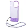iPhone 14 Pro | Coque Translucide GUESS avec Sangle Perlée