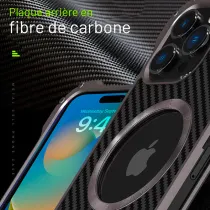 iPhone 15 Pro | Coque MagSafe R-JUST RJ-51 Fibre Carbone & Alu