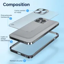 Coque Translucide avec Cache Caméra Métal pour iPhone 14 Pro