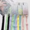 iPhone 13 Pro Max | Coque Paillettes avec Bandoulière Nylon