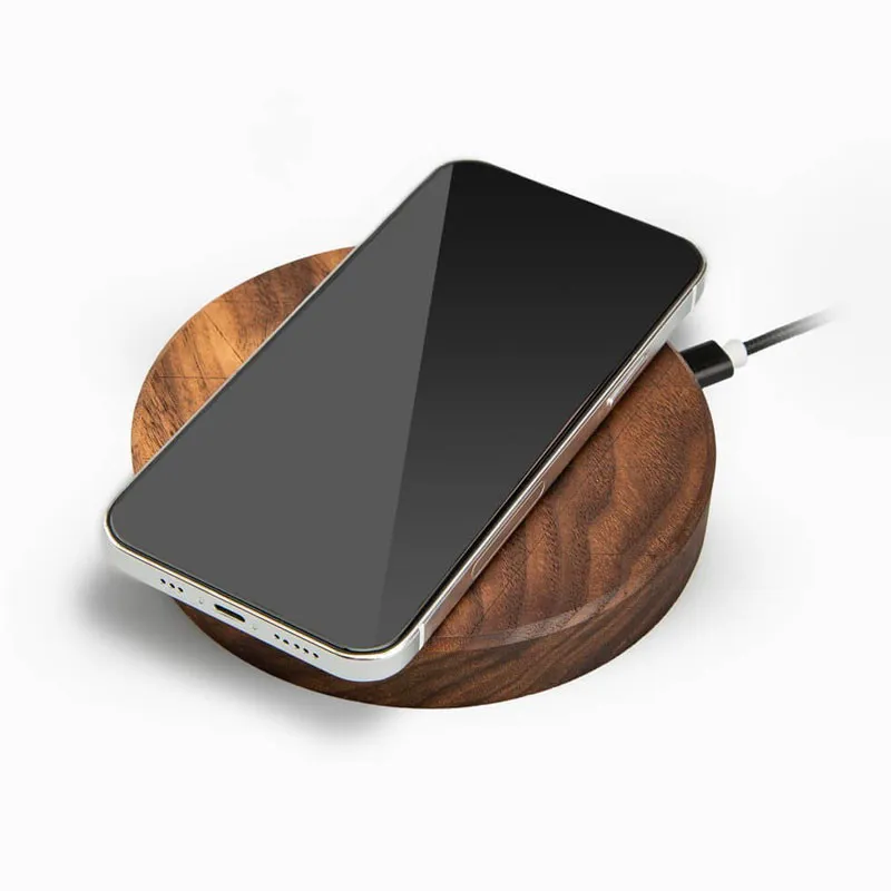 Chargeur Induction BEWOOD Slim Circle en Noyer | Charge 15W