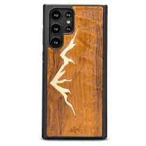 Coque en Bois Naturel BEWOOD Montagnes Imbuia pour SAMSUNG Galaxy S22 Ultra
