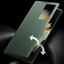 Étui Fenêtre QIALINO en Cuir Véritable pour Galaxy S22 Ultra