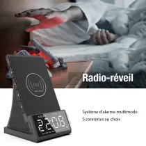 Station Réveil X7 - Chargeur Induction | Enceinte | Réveil | Radio FM