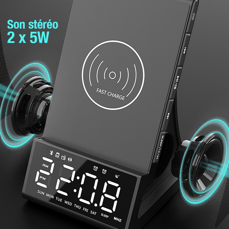 Radio-réveil Roadstar Avec Chargeur Sans Fil Qi - FM Numérique, 2 Alarmes, écran LCD, Noir - 10