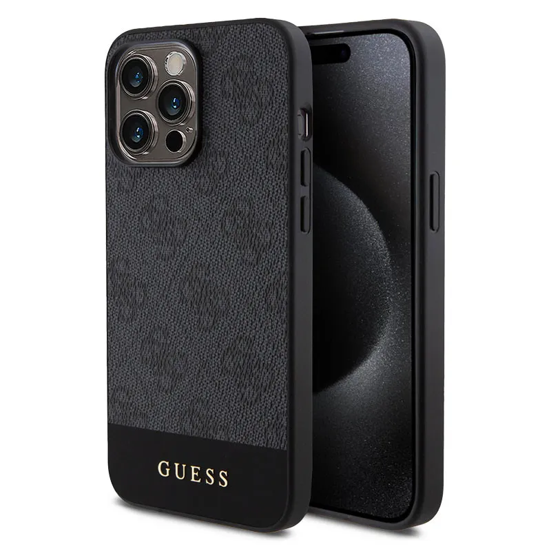 iPhone 15 Pro | Coque MagSafe GUESS Monogramme 4G & Stripes
