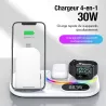 Station de Charge 4-en-1 avec Chargeur Induction & USB | LED | Horloge