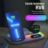 Station de Charge 4-en-1 avec Chargeur Induction & USB | LED | Horloge