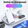 Station de Charge 4-en-1 avec Chargeur Induction & USB | LED | Horloge