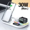 Station de Charge 4-en-1 avec Chargeur Induction & USB | LED | Horloge