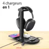 Chargeur Induction 4-en-1 avec Port USB-C & Support Casque
