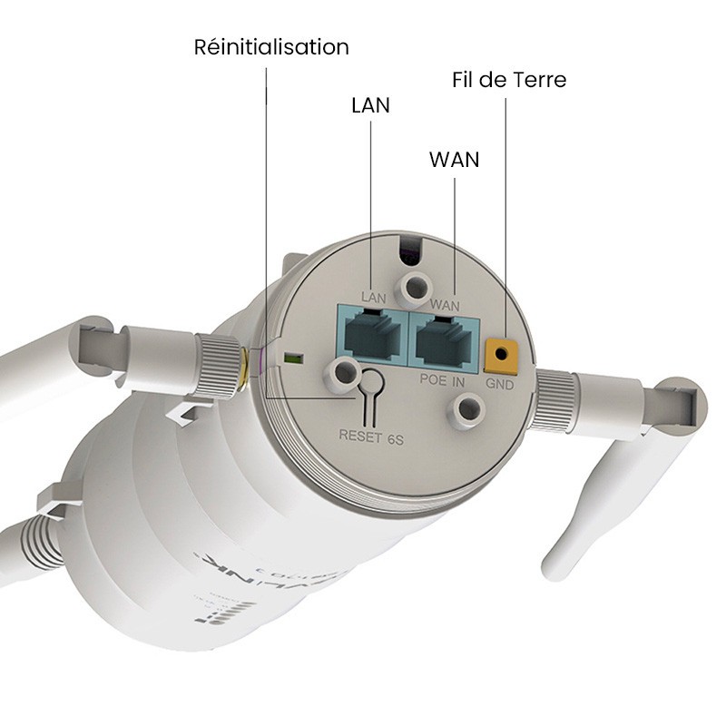 Répéteur Wi-Fi Extérieur AC1200 - IP65, PoE, 4 Antennes 7 DBi - Couverture Jusqu'à 100 M - Pour Jardin, Ferme, Grands Espaces - WAVLINK