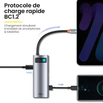 Hub USB-C 7-en-1 BASEUS avec Ports USB-C/A | HDMI | MicroSD