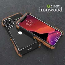 iPhone 13 | Bumper R-JUST IronWood en Bois & Aluminium