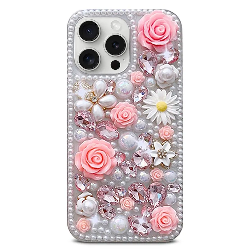 iPhone 13 Pro Max | Coque Strass & Roses 3D