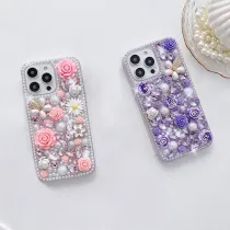 iPhone 13 Pro Max | Coque Strass & Roses 3D