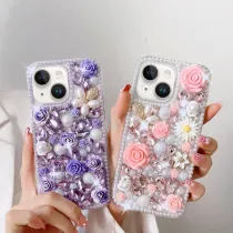 iPhone 14 | Coque Strass & Roses 3D
