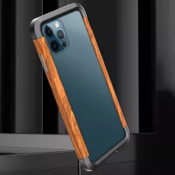iPhone 12 Pro Max | Bumper R-JUST en Bois de Rose & Alu