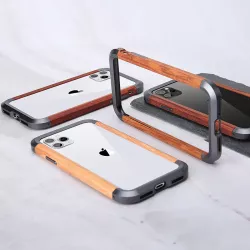 iPhone 12 | Bumper R-JUST en Bois de Rose & Aluminium