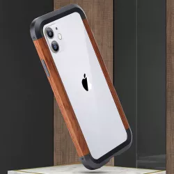 iPhone 12 | Bumper R-JUST en Bois de Rose & Aluminium