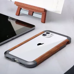 iPhone 12 | Bumper R-JUST en Bois de Rose & Aluminium