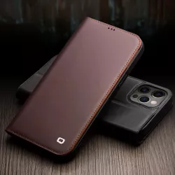 iPhone 12 Pro | Étui Portefeuille QIALINO en Cuir Véritable