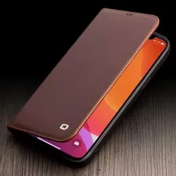 iPhone 12 Pro | Étui Portefeuille QIALINO en Cuir Véritable