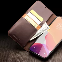 iPhone 12 Pro | Étui Portefeuille QIALINO en Cuir Véritable