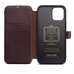 iPhone 12 Étui | Portefeuille QIALINO Business Cuir Véritable