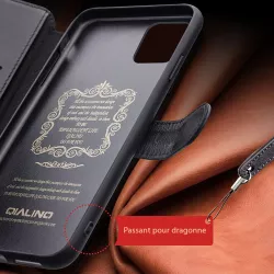 iPhone 12 Étui | Portefeuille QIALINO Business Cuir Véritable