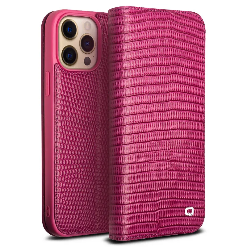 iPhone 12 Pro | Étui CB QIALINO Croco en Cuir Véritable iPhone 12 Pro | Étui CB QIALINO Croco en Cuir Véritable
