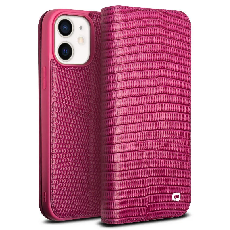 iPhone 12 | Étui CB QIALINO Croco en Cuir Véritable iPhone 12 | Étui CB QIALINO Croco en Cuir Véritable