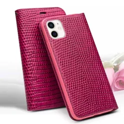 iPhone 12 | Étui CB QIALINO Croco en Cuir Véritable