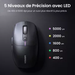 Souris Optique UGREEN MU103 5000 dpi | Bluetooth & 2,4Ghz