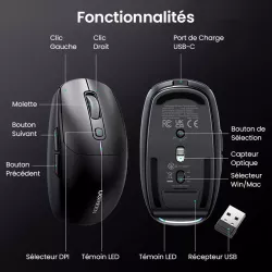Souris Optique UGREEN MU103 5000 dpi | Bluetooth & 2,4Ghz