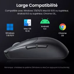 Souris Optique UGREEN MU103 5000 dpi | Bluetooth & 2,4Ghz