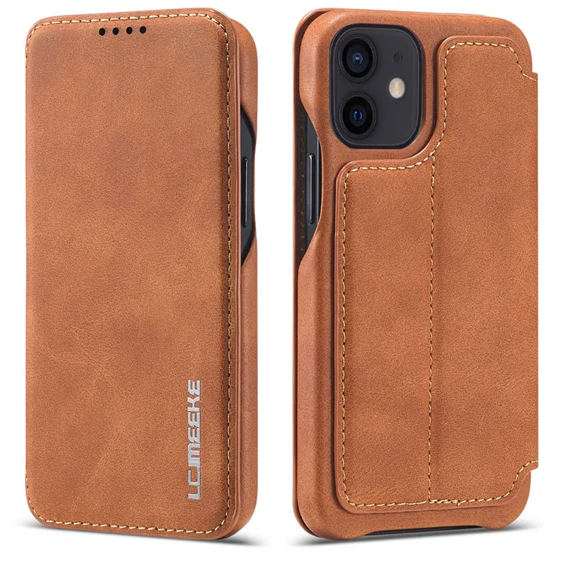 iPhone 12 | Étui Portefeuille LC.IMEEKE façon Daim iPhone 12 | Étui Portefeuille LC.IMEEKE façon Daim