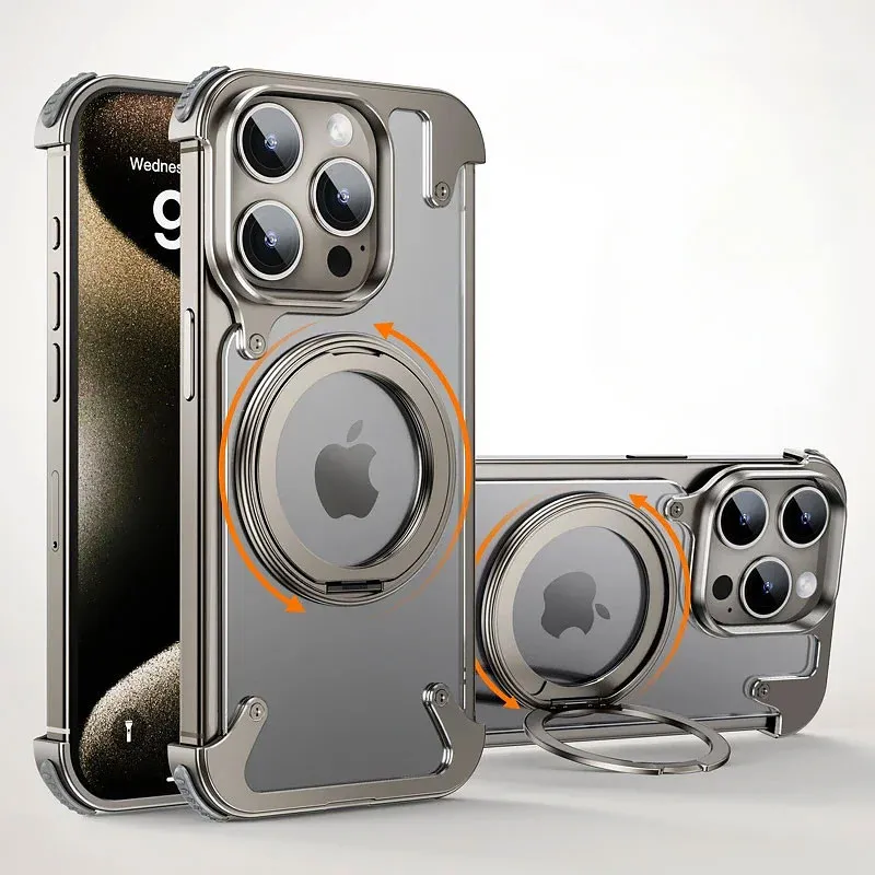 iPhone 15 Pro | Bumper MagSafe OATSBASF KickStand Givré iPhone 15 Pro | Bumper MagSafe OATSBASF KickStand Givré