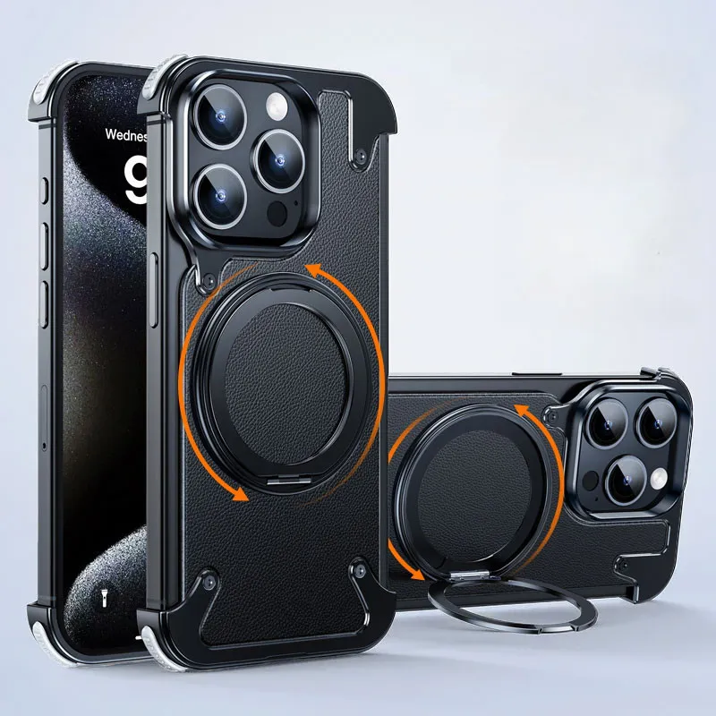 iPhone 15 Pro | Bumper MagSafe OATSBASF KickStand Cuir iPhone 15 Pro | Bumper MagSafe OATSBASF KickStand Cuir