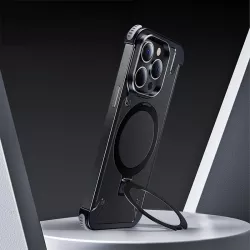 iPhone 15 Pro Max | Bumper MagSafe OATSBASF KickStand Cuir