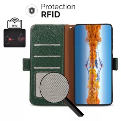 Étui Portefeuille KHAZNEH en Cuir Véritable pour Galaxy S21