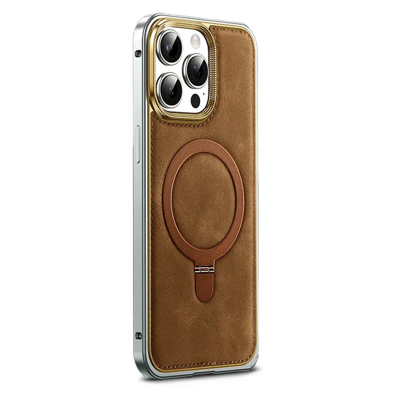 iPhone 15 Pro Max | Coque MagSafe en Cuir Vegan & Alu iPhone 15 Pro Max | Coque MagSafe en Cuir Vegan & Alu