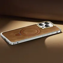 iPhone 14 Pro Max | Coque MagSafe en Cuir Vegan & Alu