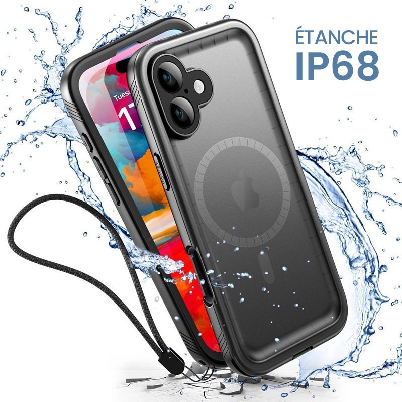 Étui étanche IP68 pour iPhone 17 16 15 14 13 Pro Max, chargement sans fil, Support MagSafe, anti-poussière, antichoc, protection complète 360  202192403