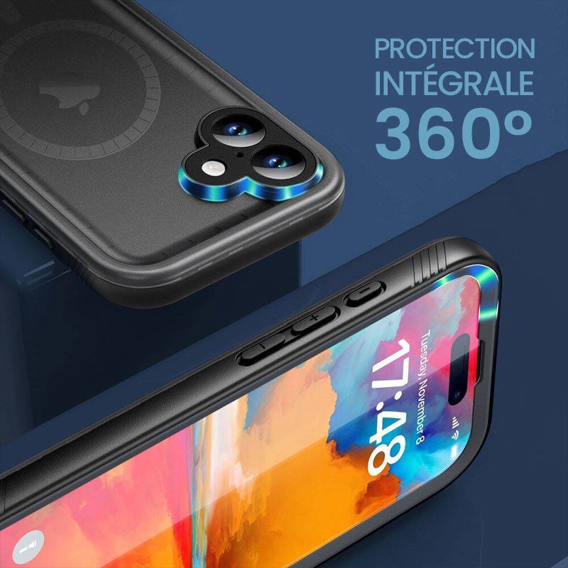 Shellbox Coque pour iPhone 17 Pro Max Étanche IP68 Antichoc 2m avec Dragonne Inclus Bleu canard - Coque téléphone