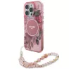 iPhone 16 Pro Max | Coque MagSafe GUESS IML Flowers & Sangle Perlée
