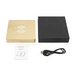 Chargeur Induction W50 en Bois Naturel avec Horloge Digitale